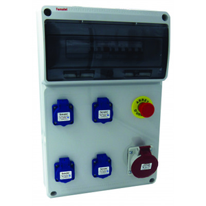 COFFRET DE CHANTIER 4 PC MONO 16A NF PC TETRA 16A ET ARRET D'URGENCE